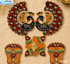 Peacock Shubh Labh, Swastik And Charan (10050)