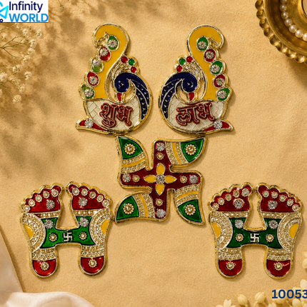 Peacock Shubh Labh, Swastik And Charan (10053)