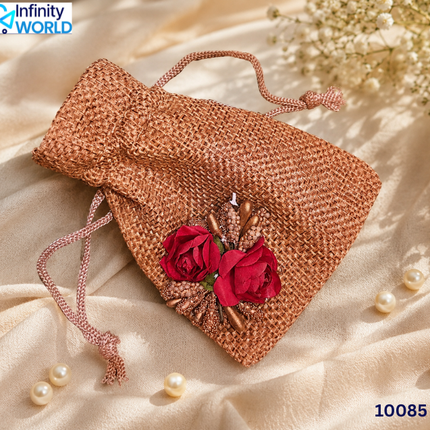 Jute Flower Coin Pouch - (10085)