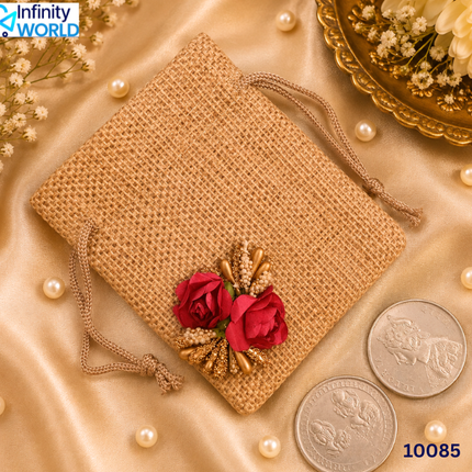 Jute Flower Coin Pouch - (10085)