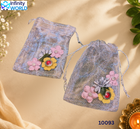 Silver Yellow Flower Coin Pouch (Set Of 2) - (10093)