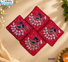 Red Gotapatti Coin Pouch (Set Of 4) - (10097)