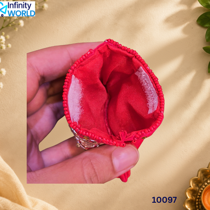 Red Gotapatti Coin Pouch (Set Of 4) - (10097)