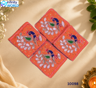 Orange Gotapatti Coin Pouch (Set Of 4) - (10098)