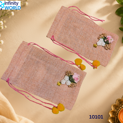 Brown Jute Potli - (10101)