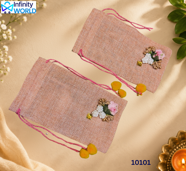 Brown Jute Potli - (10101)