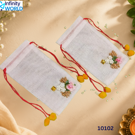White Jute Potli - (10102)