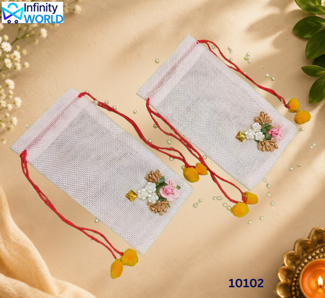 White Jute Potli - (10102)