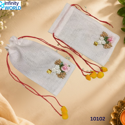 White Jute Potli - (10102)