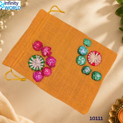 Yellow Jute Flower Jute Potli - (10111)