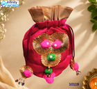 Pink Gota Flower Potli - (10119)