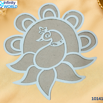 Rangoli Plate - Peacock 5 Feather - 10"(10141)