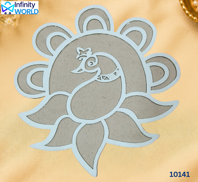 Rangoli Plate - Peacock 5 Feather - 10"(10141)