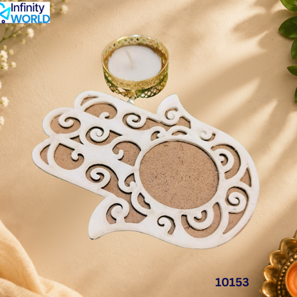 Hamsa Design Mdf Tealight Candle Holder - (10153)