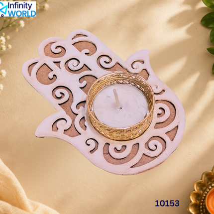 Hamsa Design Mdf Tealight Candle Holder - (10153)