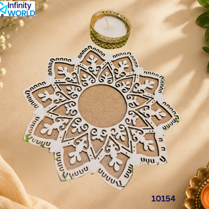 Flower Design Mdf Tealight Candle Holder - (10154)