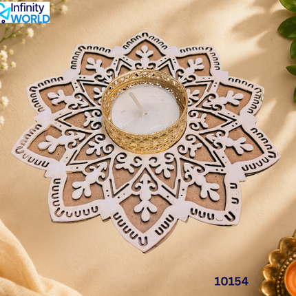 Flower Design Mdf Tealight Candle Holder - (10154)