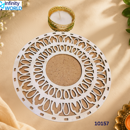 Round Mdf Tealight Candle Holder - (10157)