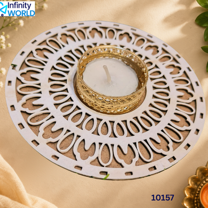 Round Mdf Tealight Candle Holder - (10157)