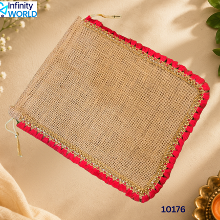 Jute Potli With Lace (Set Of 10 Pieces) - (10176)
