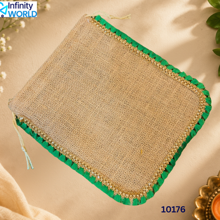 Jute Potli With Lace (Set Of 10 Pieces) - (10176)