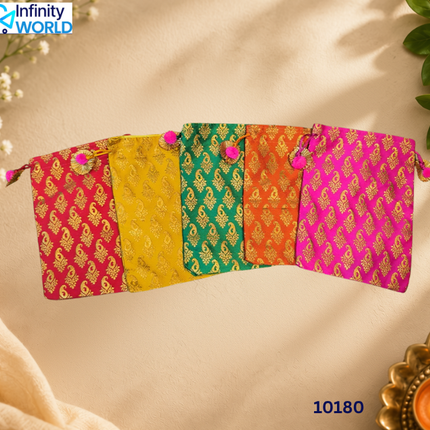 Brocade Multicolour Potli (Set Of 10) - (10180)