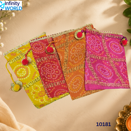 Bandhej Checks Potli (Set Of 10) - (10181)
