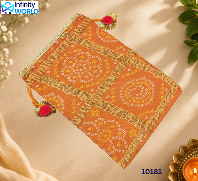 Bandhej Checks Potli (Set Of 10) - (10181)