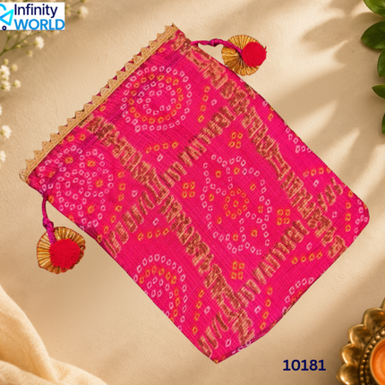 Bandhej Checks Potli (Set Of 10) - (10181)
