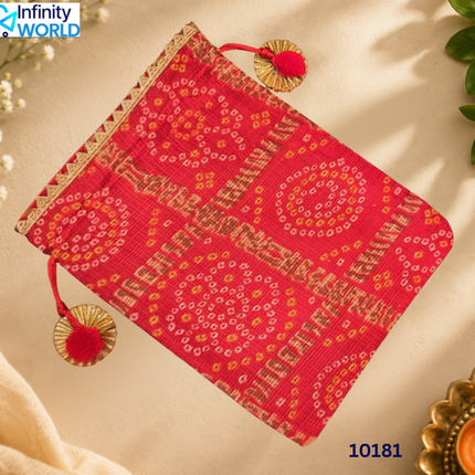 Bandhej Checks Potli (Set Of 10) - (10181)