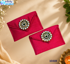 Pink Small Coin Pouch With Green Stone (Set Of 6) - (10319)