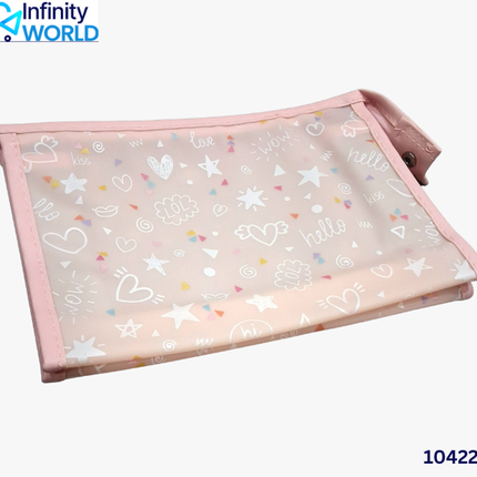 Pink Printed Silicon Translucent Pouch - (10422)