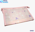 Pink Printed Silicon Translucent Pouch - (10422)