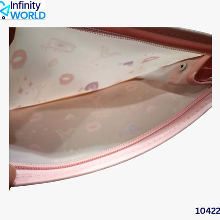 Pink Printed Silicon Translucent Pouch - (10422)