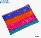 Neon Multicolour Transparent Stripes Pouch - (10487)