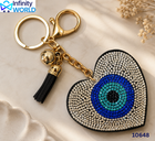 Rhinestone Evil Eye Heart Keychain - (10648)
