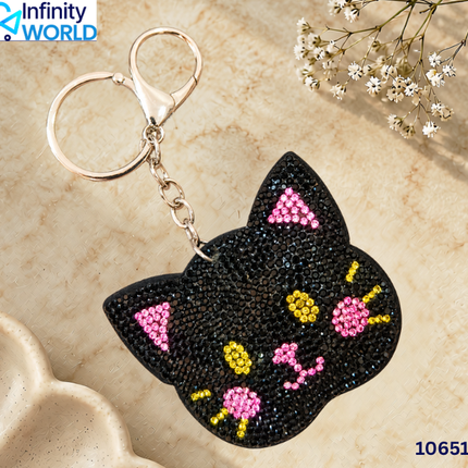 Rhinestone Cat Keychain - (10651)