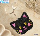 Rhinestone Cat Keychain - (10651)