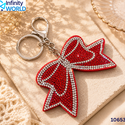 Rhinestone Bow Keychain - (10653)