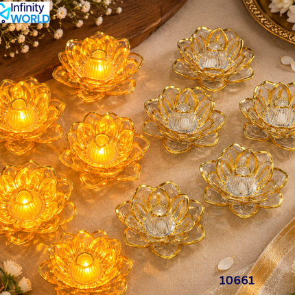 Golden Led Lotus (Set Of 6) - (10661)