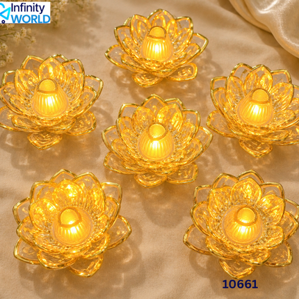 Golden Led Lotus (Set Of 6) - (10661)