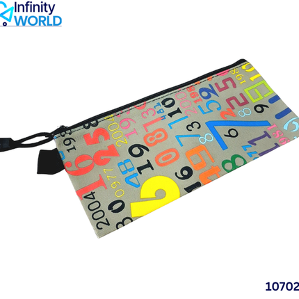 Grey Numeric Print Pouch - (10702)