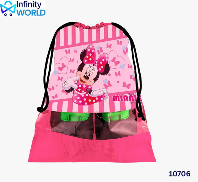 Drawstring Minnie Mouse Shoe Pouch - (10706)