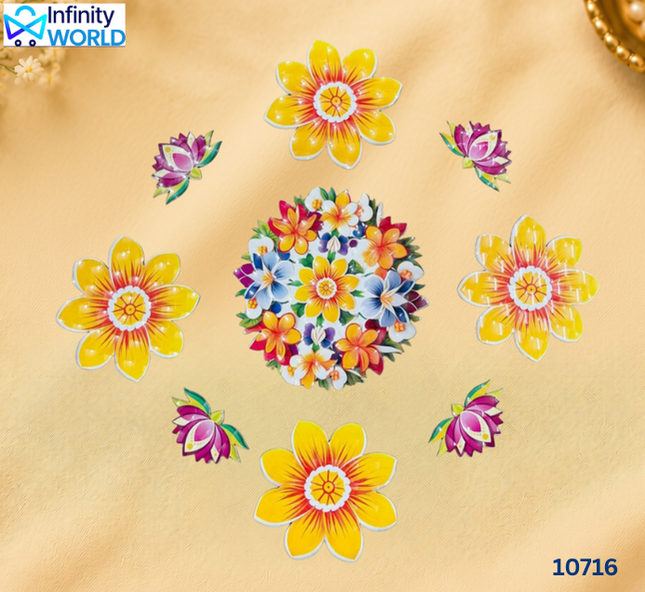 Rangoli - Yellow Flower - 3D (10716)