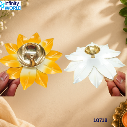 Lotus Yellow Brass Diya (Set Of 4) - (10718)