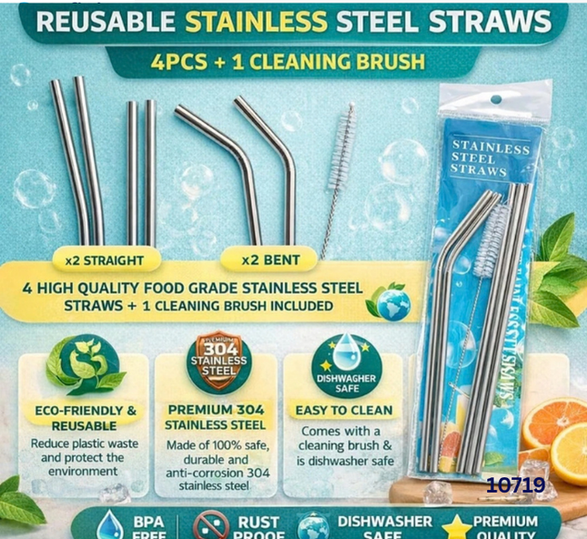 Stainless Steel Straw Set - (10719)