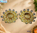 Golden Pearl Leaf Flower Candle Holder (Set Of 2) - (10721)