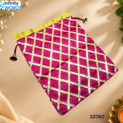 Rani Gota Checks Potli (Set Of 6) - (10760)