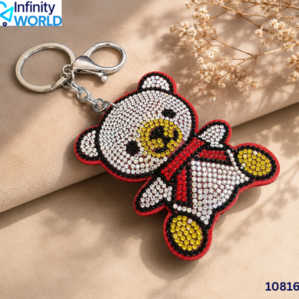 Rhinestone Teddy Keychain - (10816)