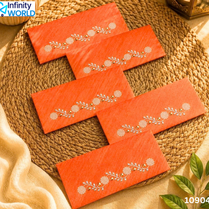 Orange Moti Envelope (Set Of 5) - (10904)